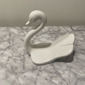 Vintage white ceramic swan towel holder